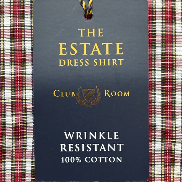 THE ESTATE CLUB ROOM RED PLAID MENS BUTTON DOWN DRESS SHIRT SIZE 17 34/35 - Picture 4 of 4